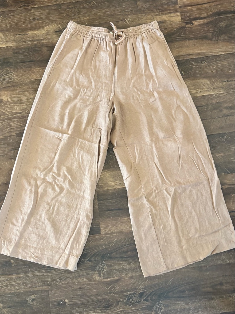 Max Studio women Linen Drawstring Wide-Leg Pants XL